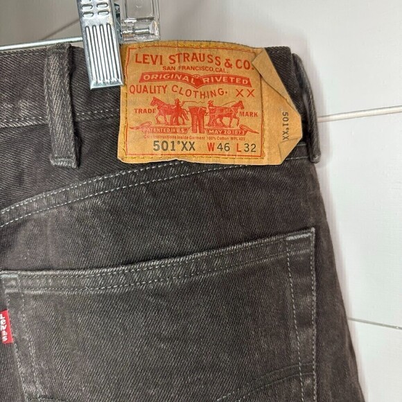 Levi's 501 XX Original Shrink To Fit Jeans Rigid Button Fly Black 46x32(43x30) - Picture 4 of 5